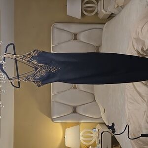 Adrianna Papell Vintage Black Dress with Gold Accents